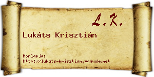 Lukáts Krisztián névjegykártya